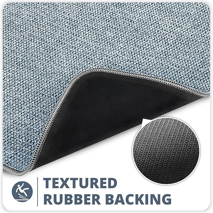 Bath Mat,Ultra Thin Bathroom Rugs,Rubber Bath Mats for Bathroom,No Slip Bath Rugs,Quick Dry,Machine Washable,Low Pile,Absorbent,Shower Outside,Sink,Home Decor Accessories.Blue,1'5"x2'3"(17x27inch)