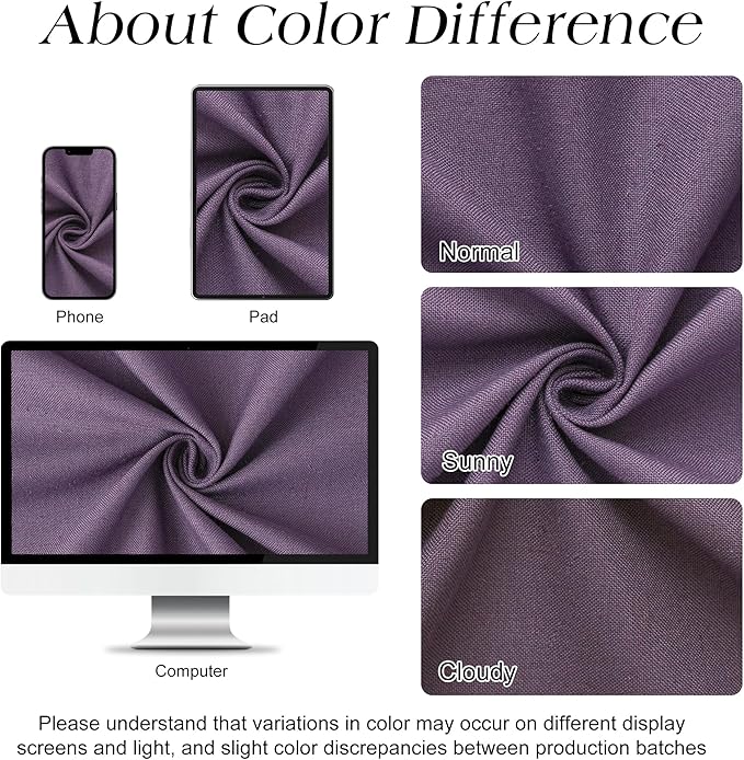 Naturoom Purple 60 Inch Shower Curtain - Stall Narrow Half Linen Ultra Thick Fabric Shower Curtain Set with Hooks, Boho Farmhouse Rustic RV Camper Bath Curtains for Bathroom, 60x72