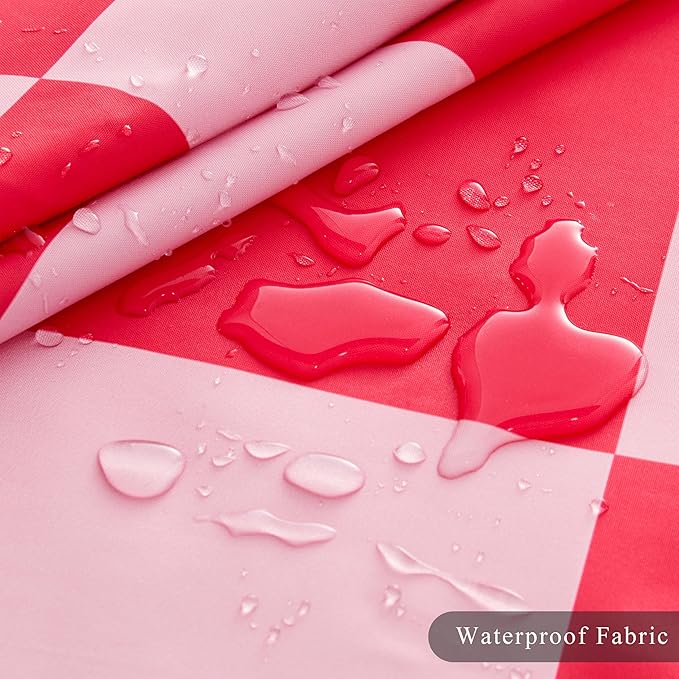 Checkered Shower Curtain, Doule Pink Plaid Shower Curtains for Bathroom, Cute Retro Checkboard Shower Curtain Vintage Aesthetic, Washable Fabric Bath Curtain 72''x72''