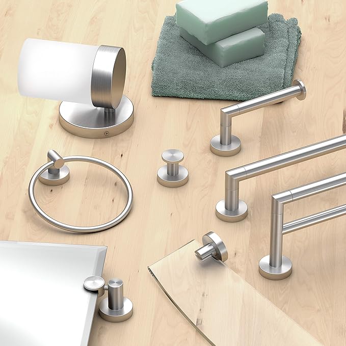 Gatco 4641 Glam 18" Towel Bar, Satin Nickel | Wall Mounted Towel Holder For Bathroom