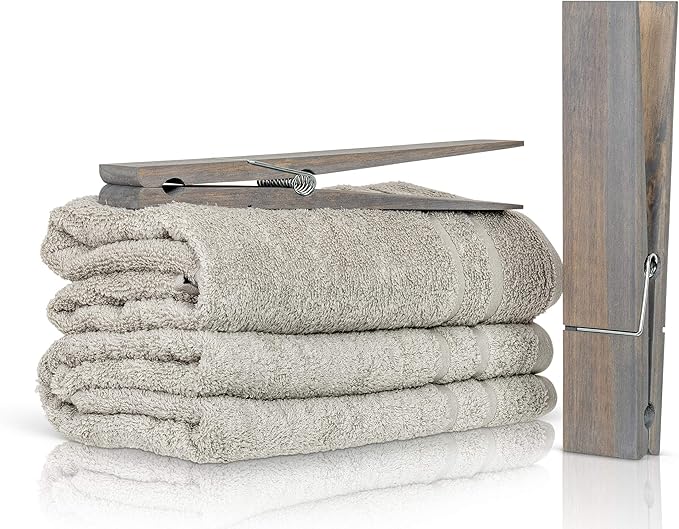 Giant Clothespin Bathroom Towel Holder | Huge 12” Clothes pin | Farmhouse Bathroom décor | Laundry Room or Nursery décor | Towel Rack or Hook | Bathroom Accessories wall décor (2 Classic Gray)