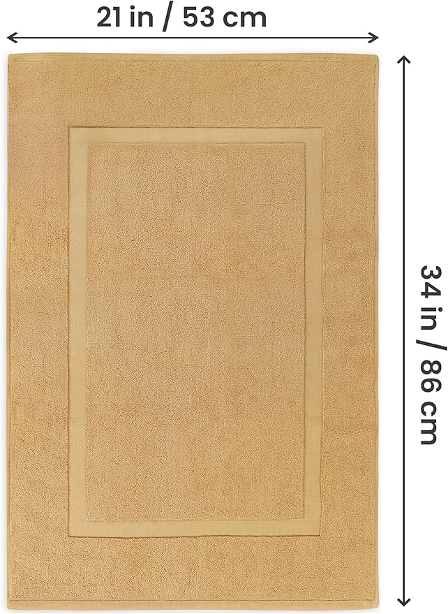 Utopia Towels Cotton Banded Rug, Bath Mats, Not a Bathroom Rug, 21 by 34 Inches, 100% Ring Spun Cotton, Highly Absorbent Shower Bathroom Floor Mat, Champagne, 2 Pack