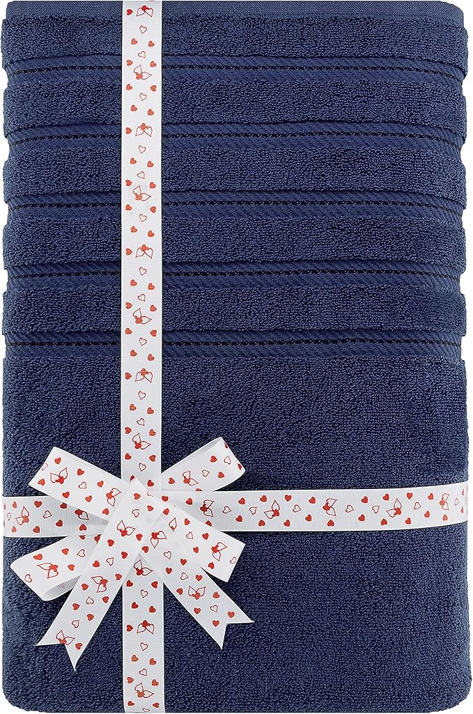 American Soft Linen 35x70 Jumbo Large Bath Towel, 600 GSM 100% Cotton Turkish Bath Sheet, Oversized Luxury Bath Towel for Bathroom Beach and Pool, Navy Blue
