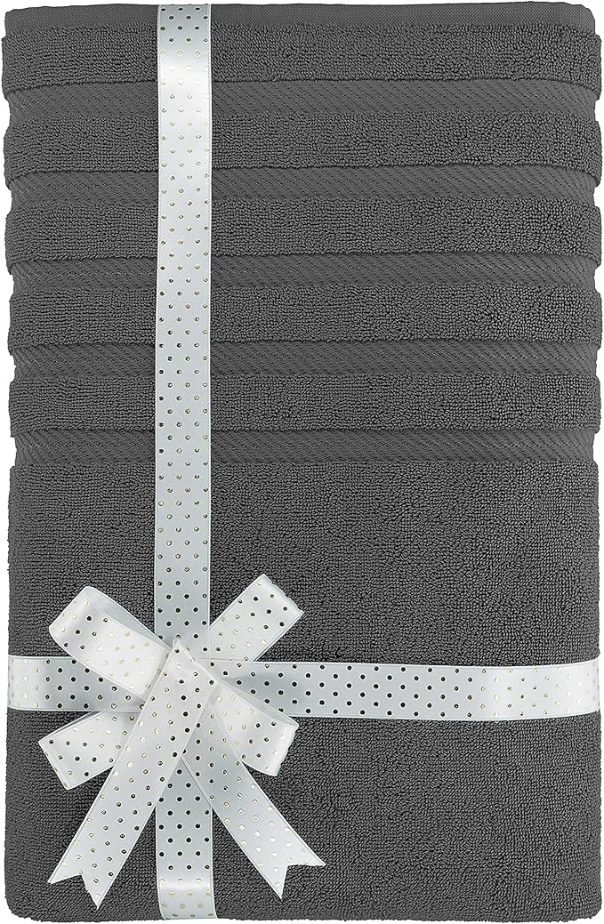 American Soft Linen 35x70 Jumbo Large Bath Towel, 600 GSM 100% Cotton Turkish Bath Sheet, Oversized Luxury Bath Towel for Bathroom Beach and Pool, Dark Gray