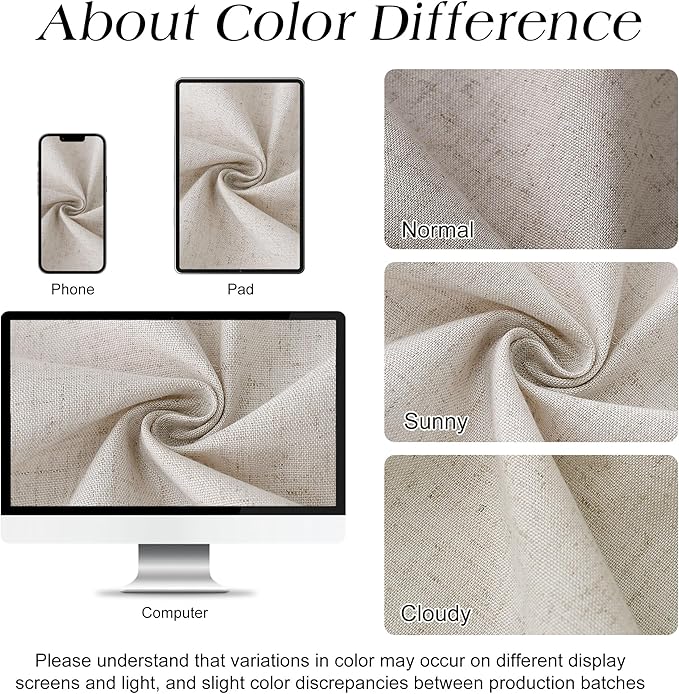 Naturoom Oatmeal Linen Shower Curtain, Cloth Textured Fabric Shower Curtain Set with Hooks, Simple Elegant Modern Farmhouse Country Ultra Thick Bath Curtains for Bathroom,Water Repellent,72x84