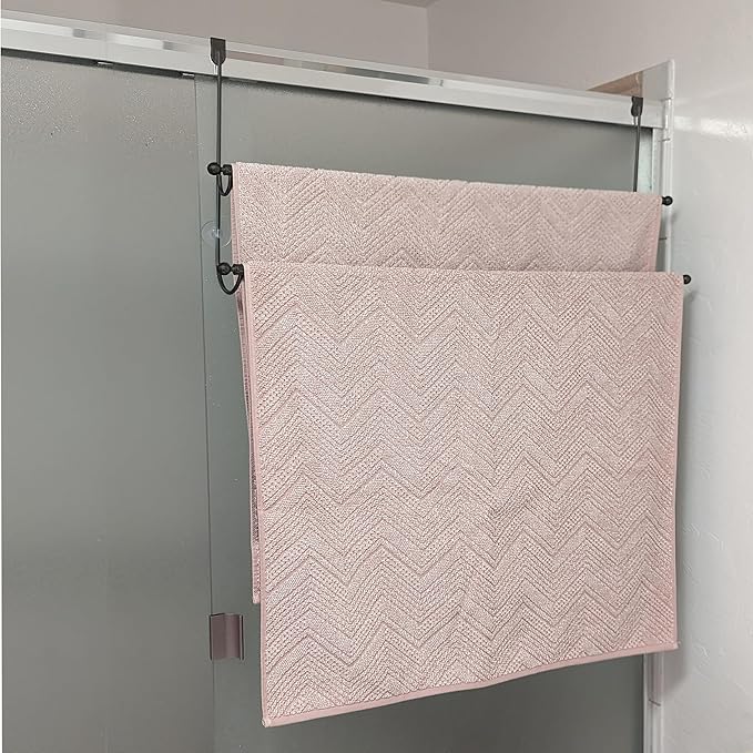 Insieme (29 x16x4.7 Inch) Towel Rack for Over Glass Shower Wall or Glass Shower Enclosure (Frameless or Frames up to 1.6" Thick). 2 Tier - Black- No Rust