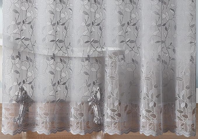 Warm Home Designs Small Gray Lace Shower Curtain with Rustic Leaf Pattern. 36 x 72 Inch Farmhouse Stall Shower Curtain Creates Beautiful and Elegant Decor. GR Grey 36"