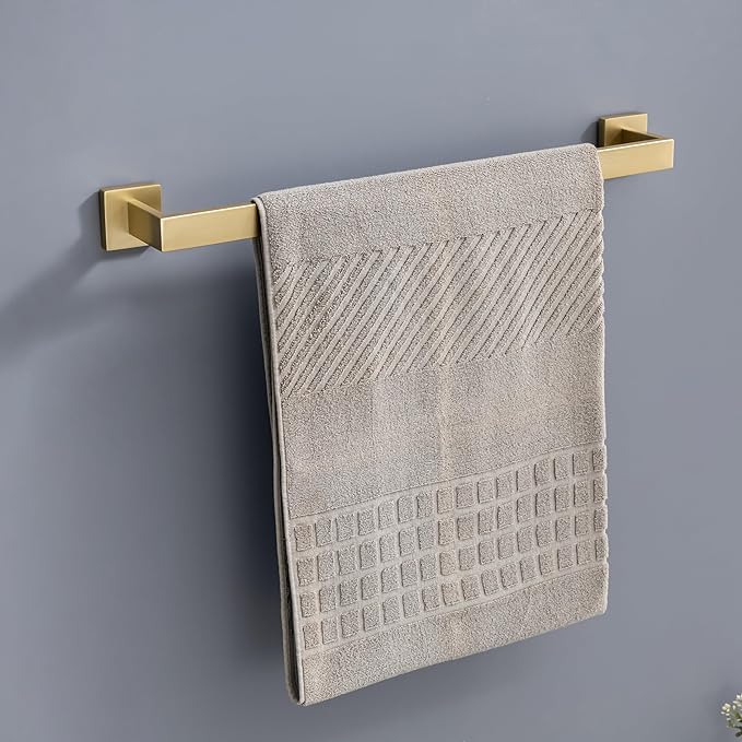 10-Piece Brushed Gold Bathroom Hardware Set SUS304 Stainless Steel, 2×23.6" Towel Bars, 2 Towel Rings, 2 Toilet Paper Holders & 4 Towel Hooks Wall Mounted Bathroom Accessories Set