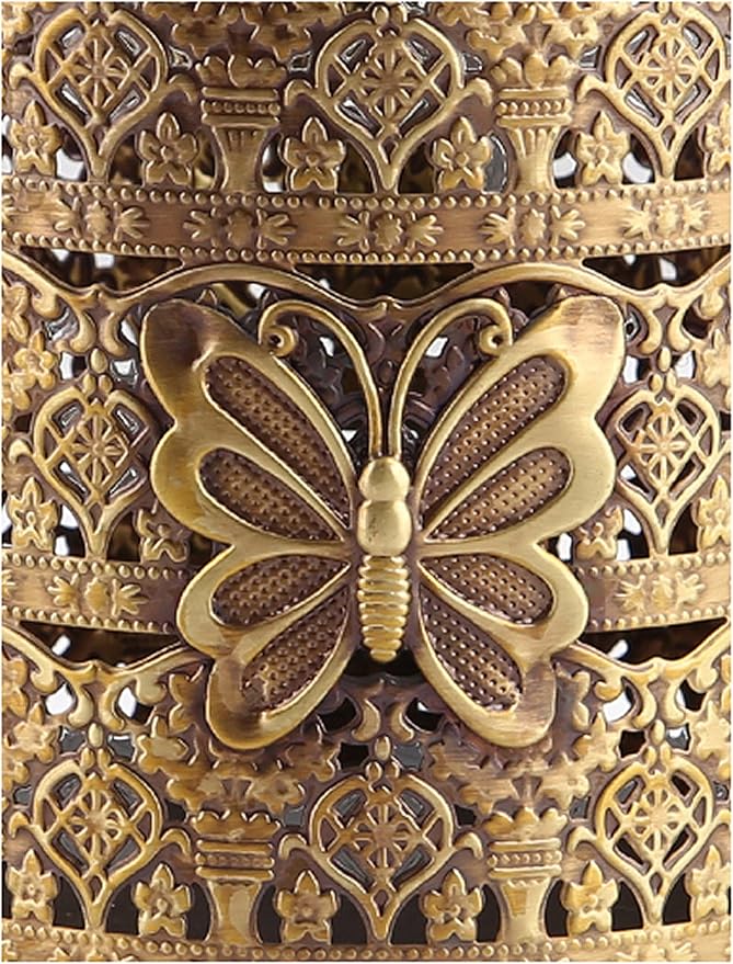 Butterfly Designed Vintage Hairbrush Holder Antique Make up Brush Holder Makeup Vanity Organizer (Brass (Matt Gold), Medium)