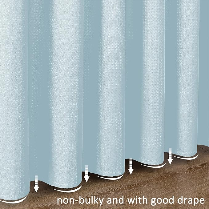 Aiyufeng Ice Blue Shower Curtains for Bathroom，Dot Like Embossed Textured Waterproof Soft Polyester Cloth Shower Curtain，Hotel Spa Machine Washable，72Wx72L