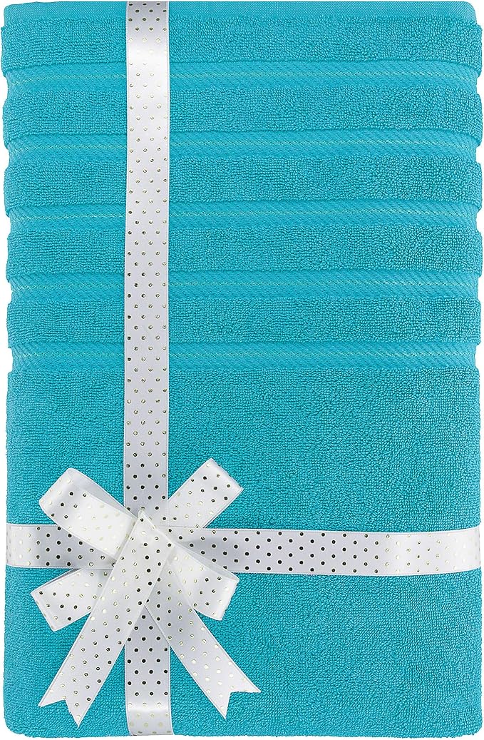 American Soft Linen 35x70 Jumbo Large Bath Towel, 600 GSM 100% Cotton Turkish Bath Sheet, Oversized Luxury Bath Towel for Bathroom Beach and Pool, Aqua Blue