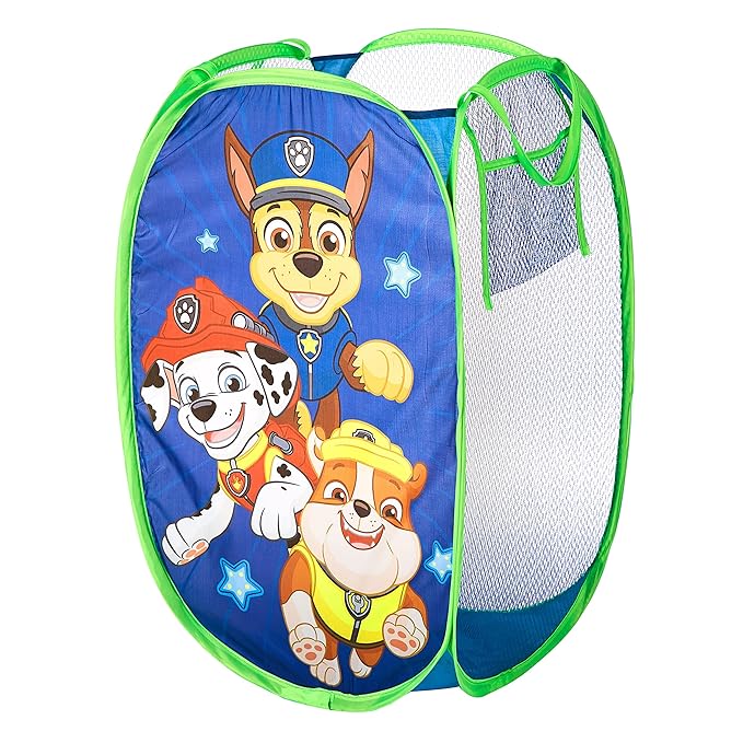 Nickelodeon Paw Patrol Chase, Rubble and Marshall Pop Up Hamper with Durable Carry Handles, 21'' H x 13.5'' W X 13.5'' L