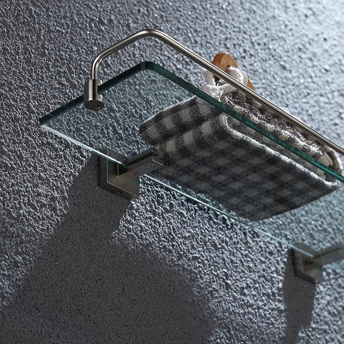 Kraus Bathroom Accessories - Shelf with Railing in Brushed Nickel