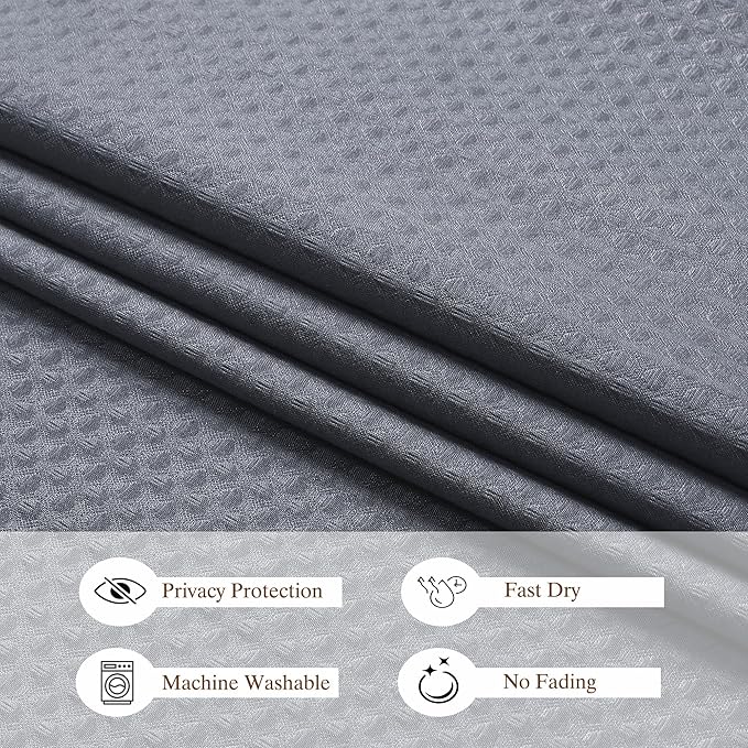 Aiyufeng Shower Curtains for Bathroom，Dot Like Embossed Textured Water Repellent Fabric Large Bath Curtain，Hotel Luxury Quality & Soft Cloth，Machine Washable，72Wx72L，Grey