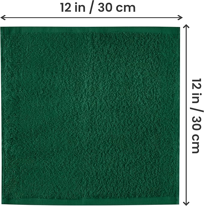 Utopia Towels 12 Pack Cotton Washcloths Set, 100% Ring Spun Cotton, Premium Flannel Face Cloths, Highly Absorbent and Soft Feel Fingertip Towels, Electric Blue, Hunter Green, Red, Mustard
