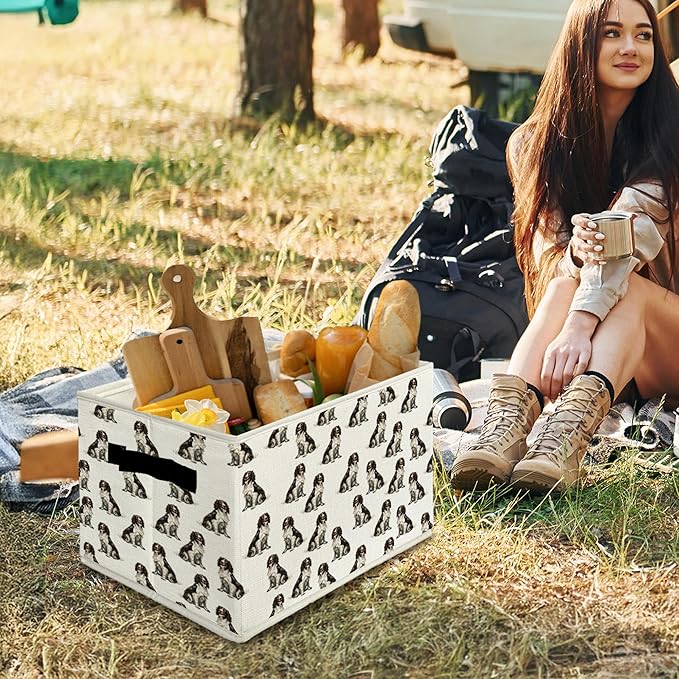 English Springer Spaniel Gifts Storage Bins & Boxes with Handles, Dog Mom Lovers Gifts Foldable Basket for Organizing, Dog Collapsible Storage Basket for Bedroom Bathroom Clothes Toys Books
