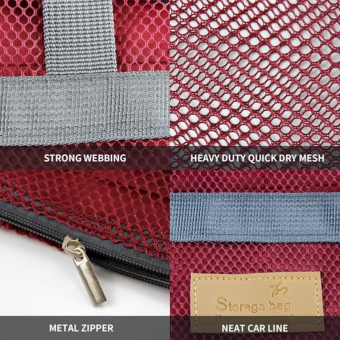 TOPASION Mesh Shower Caddy Bag Portable Hanging Toiletry and Bath Organizer with Zipper for Travel, Gym, Camping, College Dorms, Beach