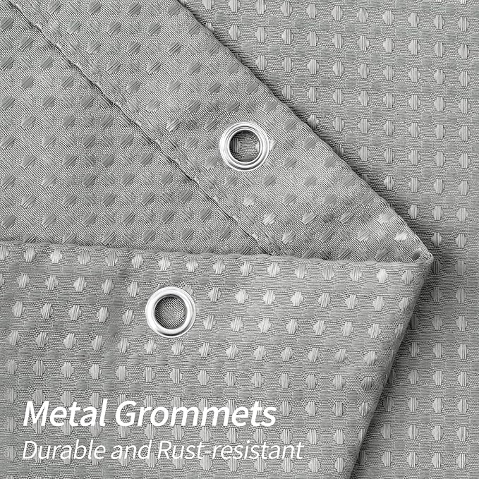 MitoVilla Grey Waffle Heavy Fabric Shower Curtains, Waffle Weave Weighted Hotel Cloth Shower Curtain for Modern Neutral Bathroom Decor, Waterproof & Wrinkle Resistant, 72 x 72