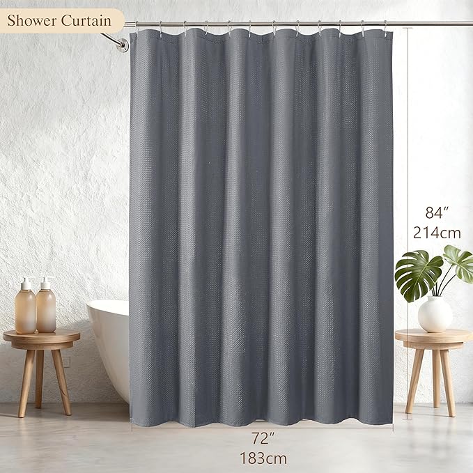 Aiyufeng Long Shower Curtains for Bathroom，Dot Like Embossed Textured Water Repellent Fabric Shower Curtain，Hotel Luxury Quality & Soft Cloth，Machine Washable，72Wx84L，Grey
