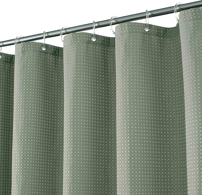 Barossa Design Stall Shower Curtain Fabric 36 x 72 inch, Waffle Weave, Spa, Hotel Luxury Spa, 230gsm Heavy Duty, Water Repellent, Sage Green Pique Pattern Decorative Bathroom Curtain, 36x72