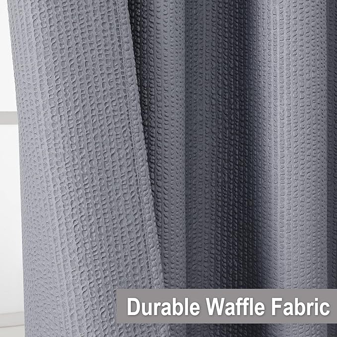 OVZME Stall Shower Curtain 48X72 inch, Embossed Textured Fabric Shower Curtain for Bathroom - Soft Cloth & Hotel Spa, Water Repellent, Machine Washable Bathroom Curtain, Grey