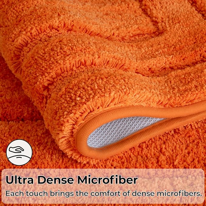 GRANNY SAYS Bathroom Rugs Non Slip, 24" x 48", Bath Rugs for Bathroom Washable, Bath Mats for Floor, Microfiber Bath Mat for Tub, Absorbent Bath Rugs for Shower Room, Orange