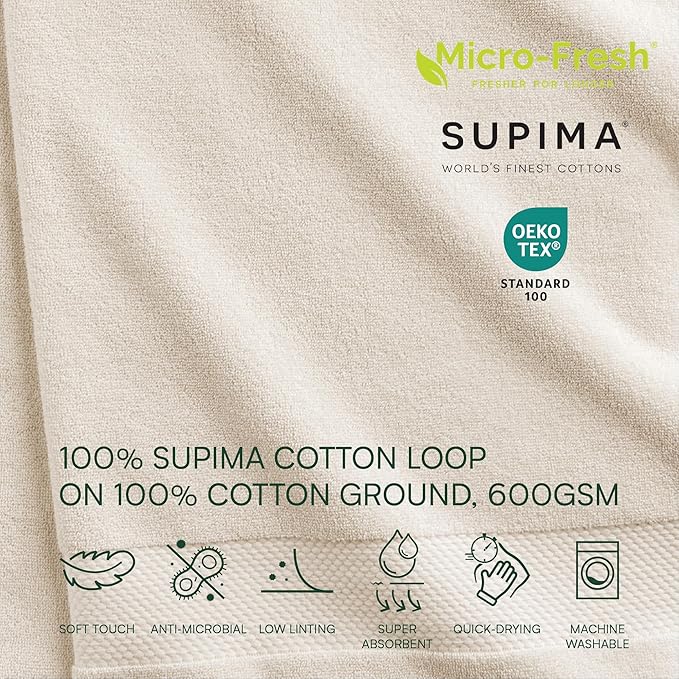 Lacoste Heritage 100% Supima Cotton Tub Mat, Chalk, 21" x 31" – Highly Absorbent & Quick Drying, Premium Super Soft Bath Towel, Bathroom Essential, Gift for All Occasions, Machine Washable