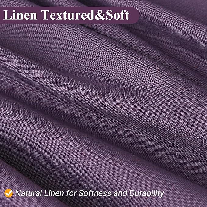 Naturoom Purple Linen Shower Curtain, Country Boho Farmhouse Bath Decor Shower Curtains Neutral Cloth Weighted Textured Fabric Bath Curtain Liner with Hooks, 72x84