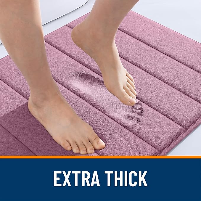 OLANLY Memory Foam Bath Mat 40x32, Super Soft Absorbent Bathroom Rugs, Quick Dry, Machine Washable Shower Floor Rugs, Bathmat Carpet, Bathroom Home Decor Accessories, Deep Plum