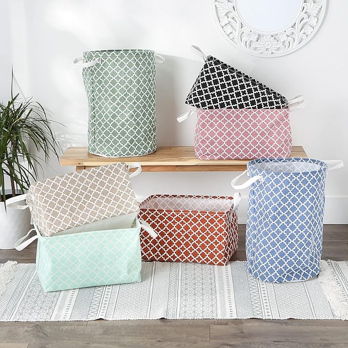 DII Laundy Collection, PE Coated Collapsible Bin, Cinnamon Lattice, Laundry Hamper