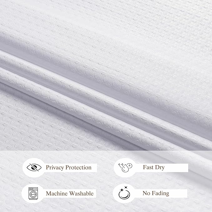 Aiyufeng Shower Curtains for Bathroom，Dot Like Embossed Textured Water Repellent Fabric Large Bath Curtain，Hotel Luxury Quality & Soft Cloth，Machine Washable，72Wx96L，White