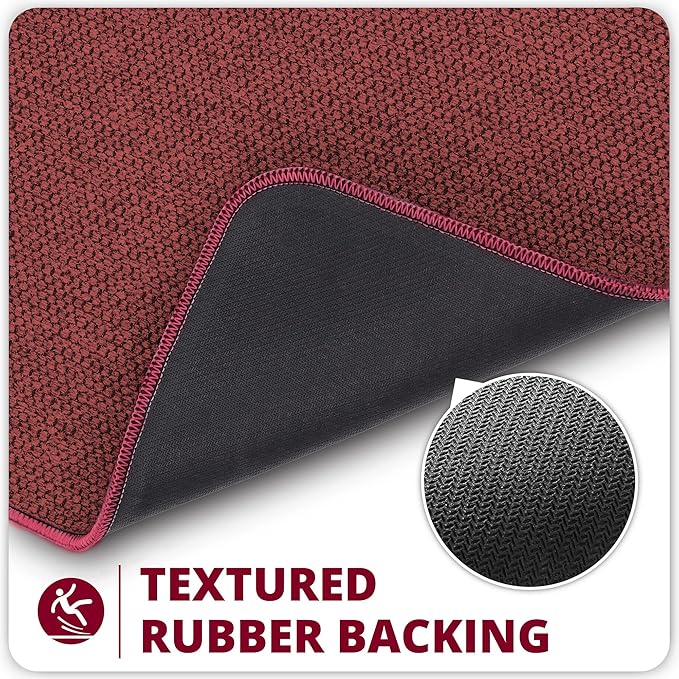 Bath Mat,Ultra Thin Bathroom Rugs,Rubber Bath Mats for Bathroom,No Slip Bath Rugs,Quick Dry,Machine Washable,Low Pile,Absorbent,Shower Outside,Sink,Home Decor Accessories.Red,2'x3'(24x36inch)