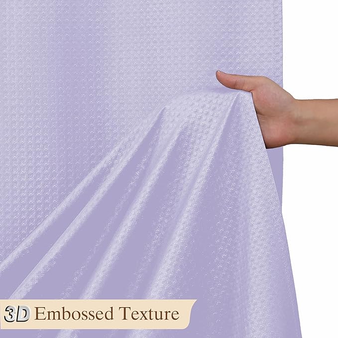 Aiyufeng Light Purple Shower Curtains for Bathroom，Dot Like Embossed Textured Waterproof Soft Polyester Cloth Shower Curtain，Hotel Spa Machine Washable，72Wx72L
