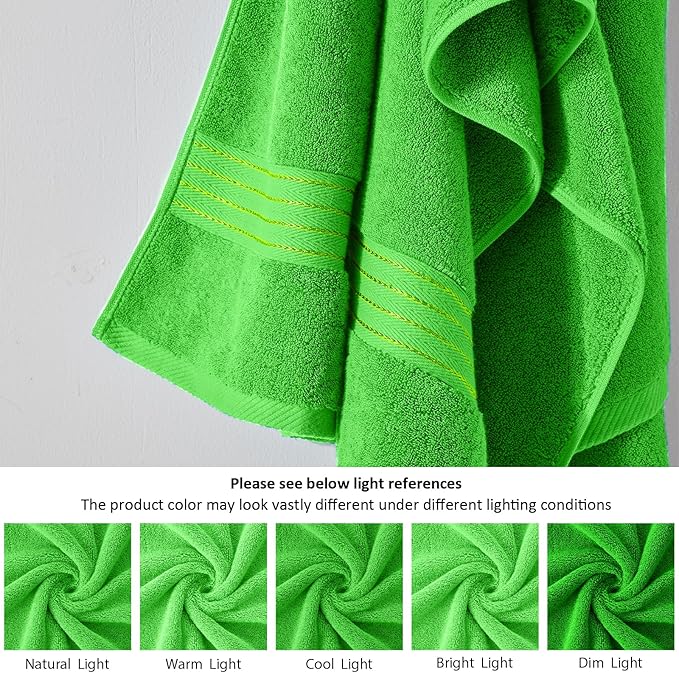 COZYART Spring Green Bath Towels for Bathroom 6 Pcs, Turkish Cotton Bath Towel Set Super Soft Highly Absorbent Durable 650 GSM Shower Towels for Daily Use