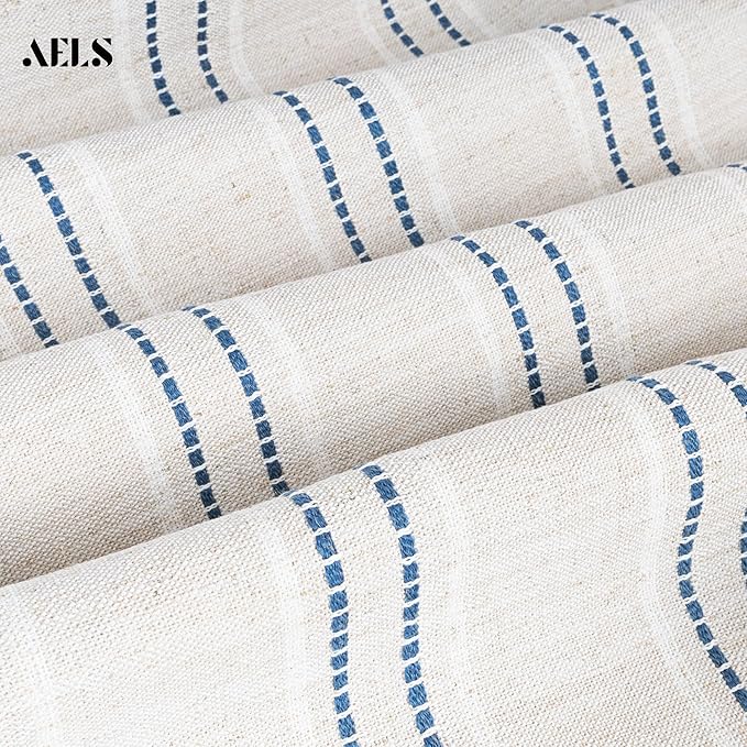 AELS Farmhouse Hanging Laundry Hamper with 2 Hooks, Boho Beige & Blue Stripes Laundry Bag with Zipper & Wide Open Top, Over the Door Organizer for Dirty Clothes, Washable Space Saving Storage