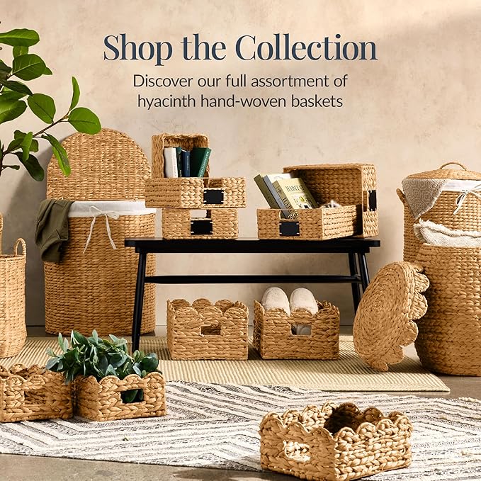 Best Choice Products Half Moon Laundry Hamper w/Lid, Woven Half Round Laundry Basket, w/Removable Liner & Bult-in Handles for Bathroom, Bedroom & Laundry Room - Natural