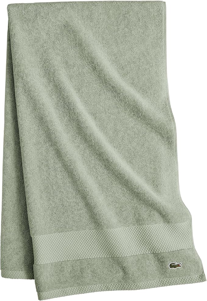 Lacoste Heritage 100% Supima Cotton Bath Sheet, Aloe, 35" x 70" – Highly Absorbent & Quick Drying, Premium Super Soft Bath Towel, Bathroom Essential, Gift for All Occasions, Machine Washable