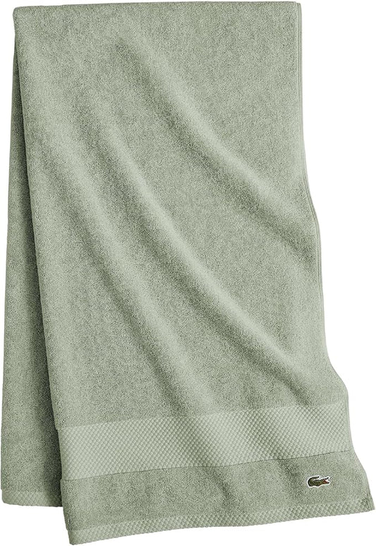 Lacoste Heritage 100% Supima Cotton Bath Sheet, Aloe, 35" x 70" – Highly Absorbent & Quick Drying, Premium Super Soft Bath Towel, Bathroom Essential, Gift for All Occasions, Machine Washable