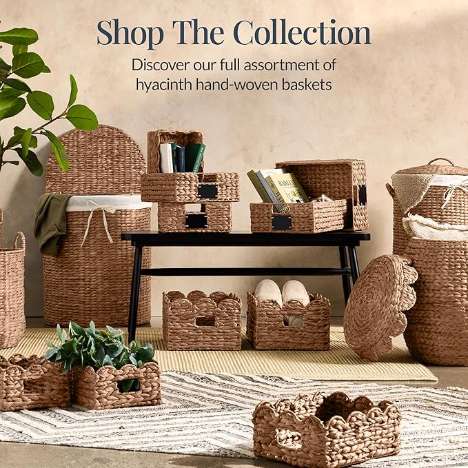 Best Choice Products Large Laundry Hamper w/Lid, Handwoven Laundry Basket, w/Removable Liner & Built-in Handles for Bathroom, Bedroom & Laundry Room, 26 Gal - Chestnut