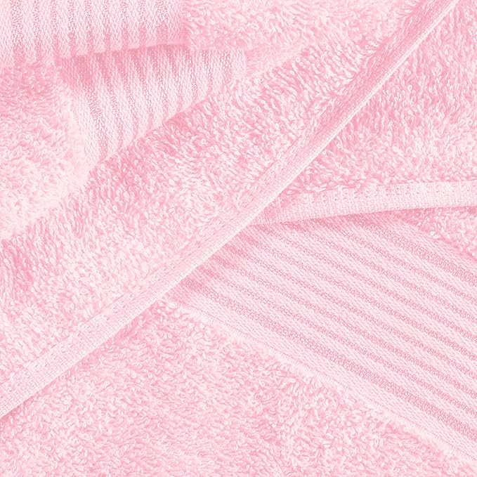 Elvana Home Ultra Soft 6 Pack Cotton Towel Set, Contains 2 Bath Towels 28x55 inch, 2 Hand Towels 16x24 inch & 2 Wash Coths 12x12 inch, Ideal Everyday use, Compact & Lightweight - Pink