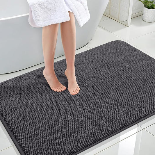 OLANLY Thick Memory Foam Bath Mat Rug 44x32, Extra Soft Absorbent Bathroom Rug, Quick Dry Bath Mats, Non-Slip, Machine Washable Carpet for Bathroom, Tub and Shower, Home Decor Accessories, Dark Grey