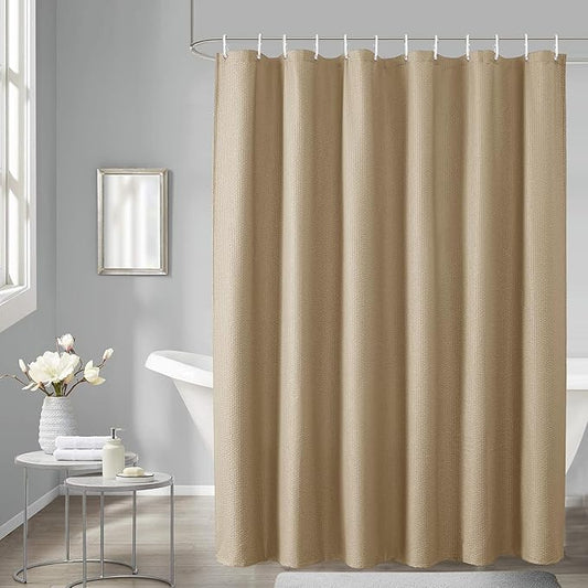 OVZME Berry Taupe Shower Curtain, Embossed Textured Fabric Shower Curtain for Bathroom - Soft Cloth & Hotel Spa Luxury, Water Repellent, Machine Washable Shower Curtain, 72X72
