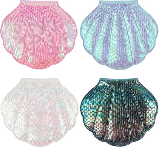 AUEAR, 4 Pack Glitter Shell Double-Sided Magnification Makeup Mirrors Colors Handheld Compact for Purse Handbag Pocket