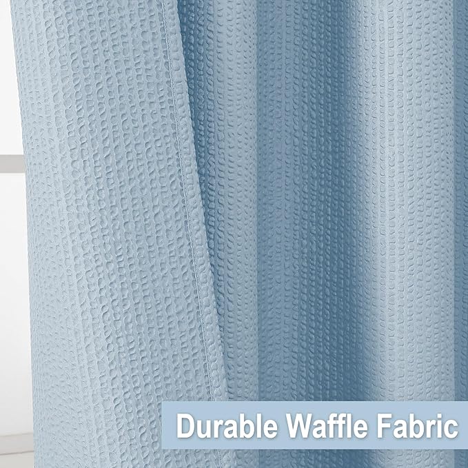 OVZME Extra Long Shower Curtain 72 x 96 Inch, 3D Embossed Textured Fabric Bathroom Shower Curtain, Large Hotel Bath Curtain with 12 Holes, Machine Washable Water Resistance, Glacier Blue