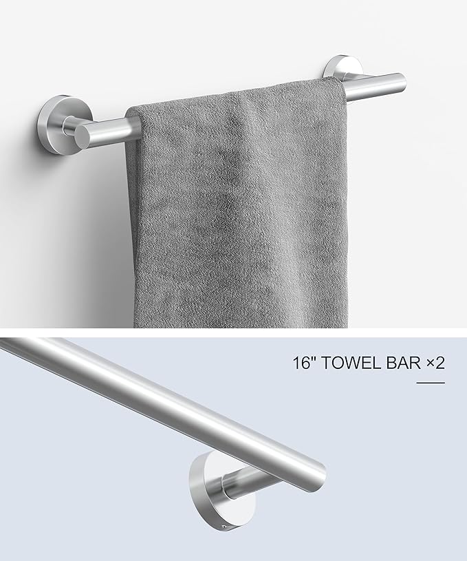 12 Pcs Chrome Bathroom Accessories Set, HOMEMYSTIQUE SUS304 Stainless Steel Bathroom Hardware Set, Bath Towel Bar Set, Toilet Paper Holders, Towel Rings Racks, Robe Towel Hooks