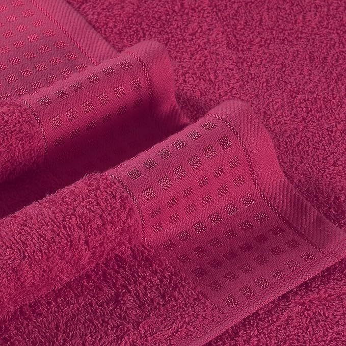 GLAMBURG 100% Cotton 2 Pack Oversized Bath Towel Set 28x55 Inches, Ultra Soft Highly Absorbant Compact Quickdry & Lightweight Large Bath Towels, Ideal for Gym Travel Camp Pool - Hot Pink