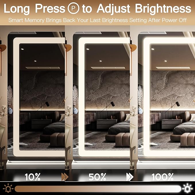 22" x32" Vanity Mirror with Lights, LED Makeup Mirror with Lights, Large Vanity Mirror with 360°Rotation, 3 Color Modes ＆ Dimmable, Light up Makeup Mirror for Vanity Desk, Travel, White