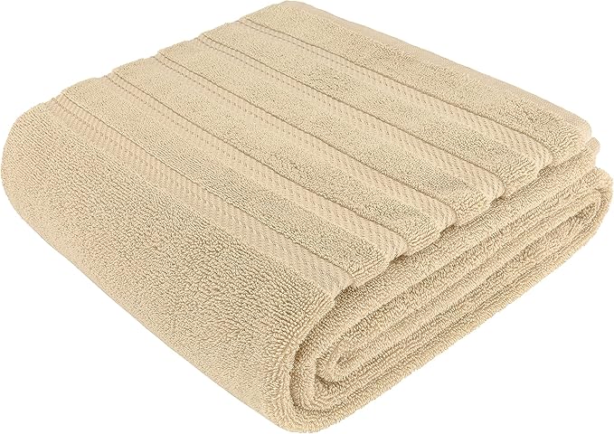 American Soft Linen 35x70 Jumbo Large Bath Towel, 600 GSM 100% Cotton Turkish Bath Sheet, Oversized Luxury Bath Towel for Bathroom Beach and Pool, Beige