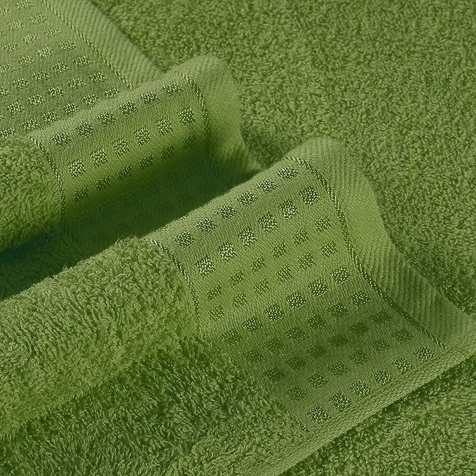 GLAMBURG 100% Cotton 2 Pack Oversized Bath Towel Set 28x55 Inches, Ultra Soft Highly Absorbant Compact Quickdry & Lightweight Large Bath Towels, Ideal for Gym Travel Camp Pool - Kiwi Green