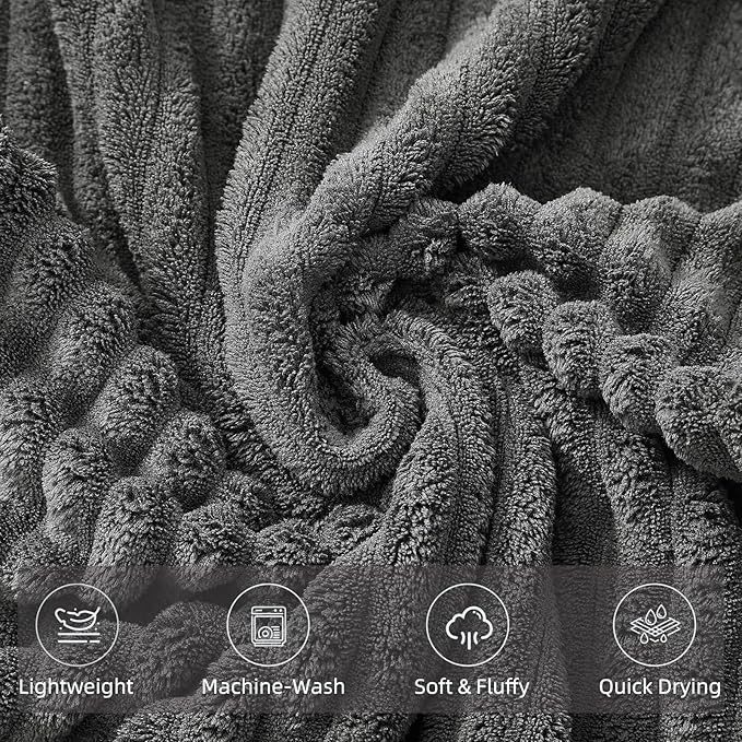 6-Piece Bath Towel Set(30"x60"), 2 Large Bath Towel Sheets, 2 Hand Towels and 2 Washcloths - Highly Absorbent Quick Dry Microfiber,Ultra Soft Towel Set for Bathroom (Charcoal Gray)